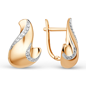 Серьги из красного золота с фианитами