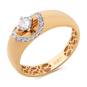 Кольцо из красного золота с фианитами