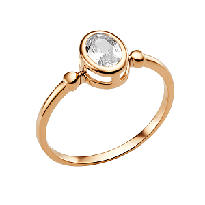 Кольцо из красного золота с фианитом