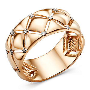 Кольцо из красного золота с фианитами