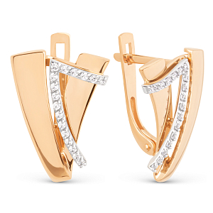 Серьги из красного золота с фианитами