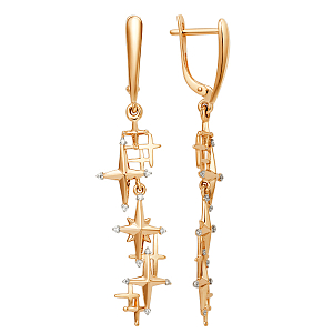 Серьги из красного золота с фианитами