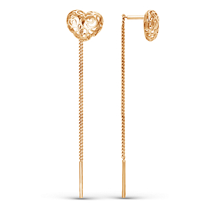 Серьги продевки из красного золота