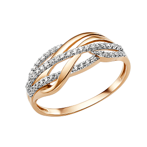 Кольцо из красного золота с фианитами