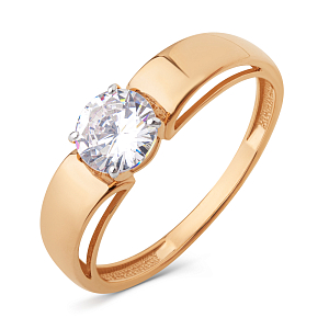 Кольцо из красного золота с фианитом