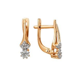 Серьги из красного золота с фианитами