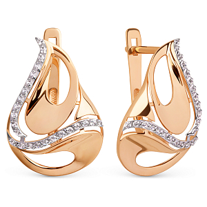 Серьги из красного золота с фианитами