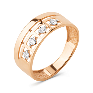 Кольцо из красного золота с фианитами