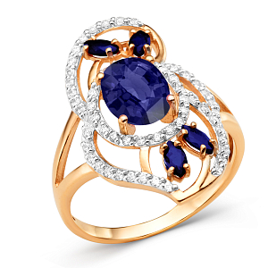 Кольцо из красного золота с корундами