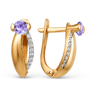 Серьги из красного золота с аметистами