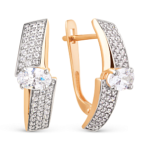 Серьги из красного золота с фианитами