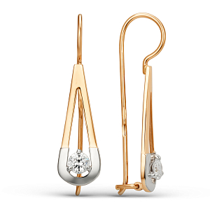 Серьги из красного золота с фианитами