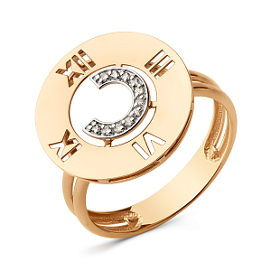 Кольцо из красного золота с фианитами