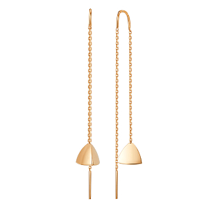 Серьги продевки из красного золота