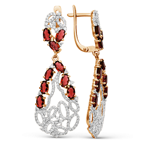 Серьги из красного золота с гранатами