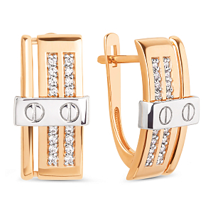 Серьги из красного золота с фианитами