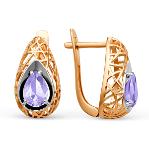 Серьги из красного золота с аметистами