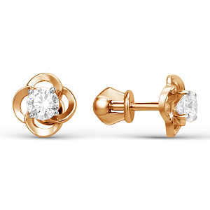 Серьги из красного золота с фианитами