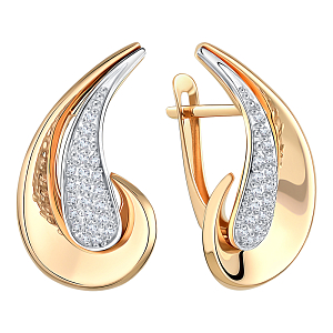 Серьги из красного золота с фианитами