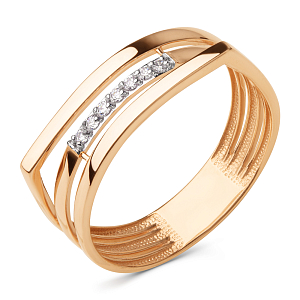 Кольцо из красного золота с фианитами