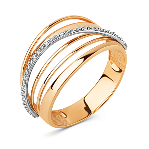 Кольцо из красного золота с фианитами