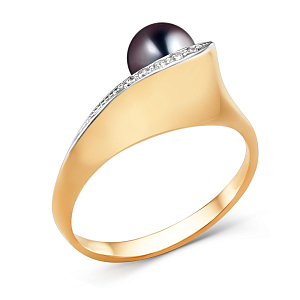 Кольцо из красного золота с фианитами