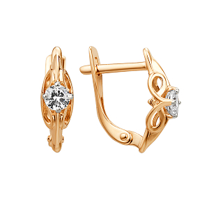 Серьги из красного золота с фианитами