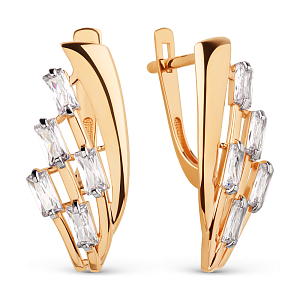 Серьги из красного золота с фианитами