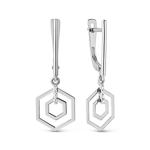 Серьги из белого золота с фианитами