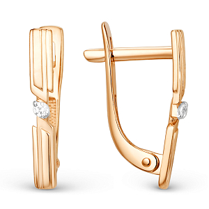 Серьги из красного золота с фианитами