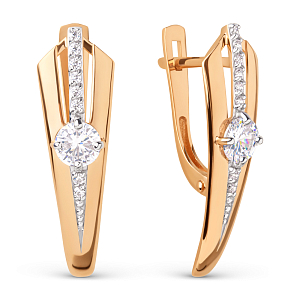 Серьги из красного золота с фианитами