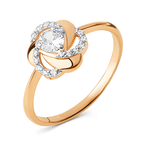 Кольцо из красного золота с фианитами