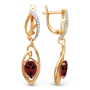 Серьги из красного золота с гранатами