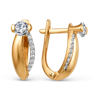 Серьги из красного золота с фианитами