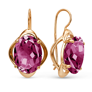 Серьги из красного золота с корундами