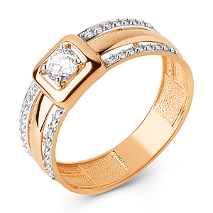 Кольцо из красного золота с фианитами