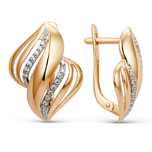 Серьги из красного золота с фианитами