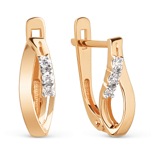 Серьги из красного золота с фианитами