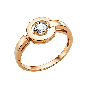 Кольцо из красного золота с фианитом