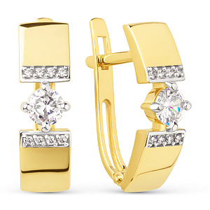 Серьги из желтого золота с фианитами