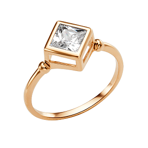 Кольцо из красного золота с фианитом