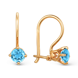 Серьги детские из красного золота с swiss топазами