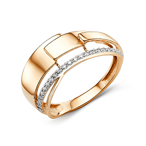 Кольцо из красного золота с фианитами