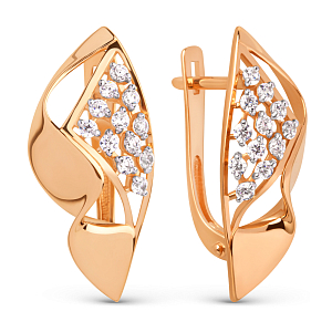 Серьги из красного золота с фианитами