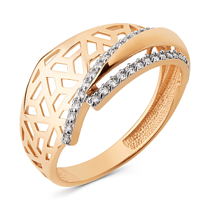 Кольцо из красного золота с фианитами