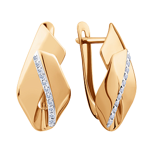 Серьги из красного золота с фианитами