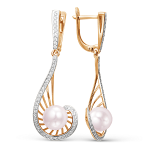 Серьги из красного золота с фианитами