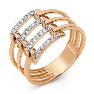 Кольцо из красного золота с фианитами