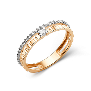 Кольцо из красного золота с фианитами