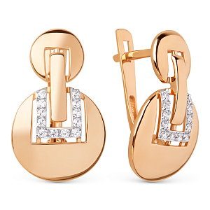 Серьги из красного золота с фианитами